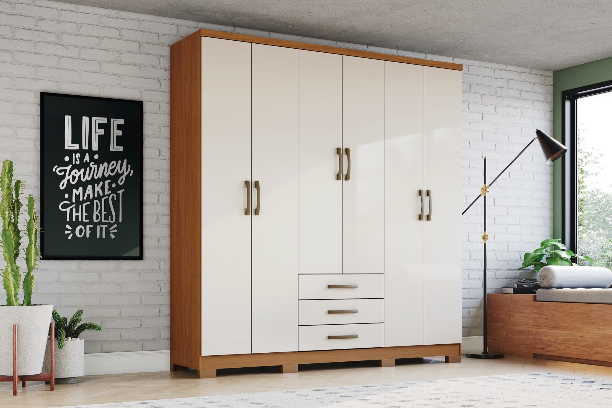 Roupeiro Caju 06 Portas Cinamono Off White