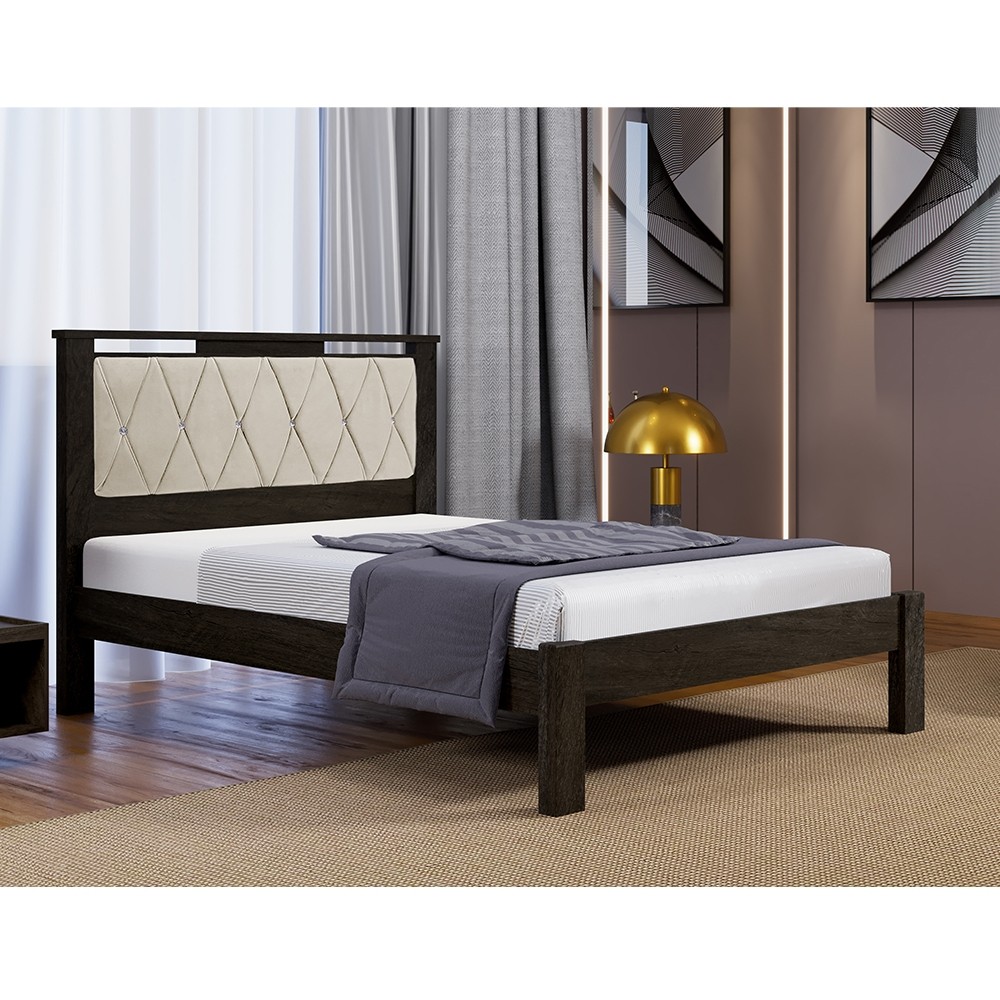 Cama Casal Alaska Off White Marrom