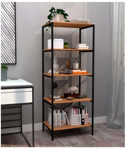 Estante Livreiro Multiuso Industrial 150 5 Prateleiras Padova Preto