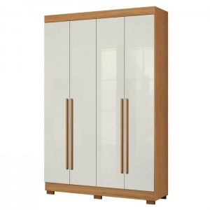 Roupeiro Aramóveis 4 portas 2 Gavetas com pés Cinamomo Off White