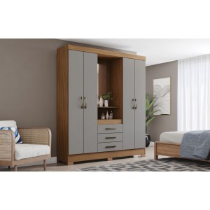 Guarda Roupa B24 Briz 4 Portas 3 Gavetas Nature Off White