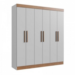 Guarda Roupa New Xangai 100% MDF Lunar Nogueira